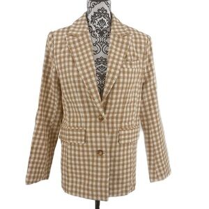 NWT Skylar Rose Yellow Picnic Checkered Gingham Blazer Cottagecore Preppy